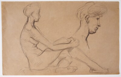 Winifred BALLARD (1885-1921) Sitzender weiblicher Akt mit Kopfstudie 1907