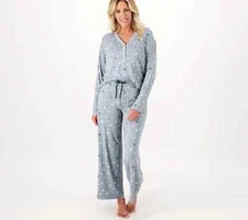 Splendid Brushed Jersey Button Detail Top Relaxed Pant Sleep PJ Set S A521602