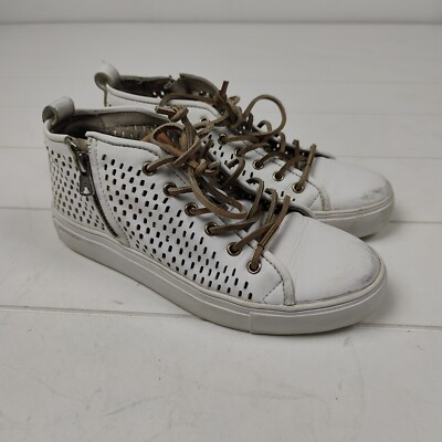 Blackstone PL88 Perforated Leather Mid Top Sneakers White EUC