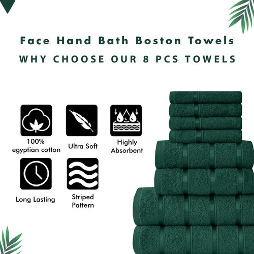 Luxury 100% Egyptian Cotton Towels 8 Piece Bale Set Face Hand Bath Boston Towel - Picture 41 of 88