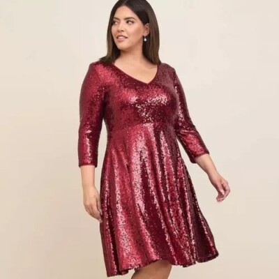 fitted lace wedding dress Party Sequin Square Neckline Lace Back Midi Dress in Red UK 6