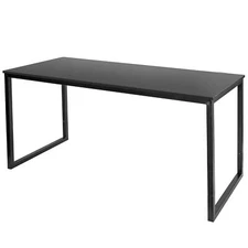 47" Home Office Computer Desk Espresso Studio Steel Table Work Step Black