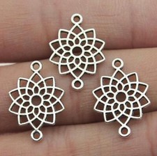15pcs 14x20mm Tibetan Silver KC Gold Alloy Charm Floral Chakra Connector H0996
