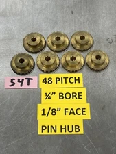 BOSTON GEAR BRASS Y4854 SPUR GEAR 48 PITCH 54 TEETH 1/4" BORE CLOCK, LATHE ETC.