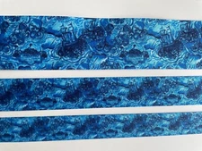 Blue ships sea storm waves lilly grosgrain ribbon 5/8 7/8 1.5" Ocean dark stormy