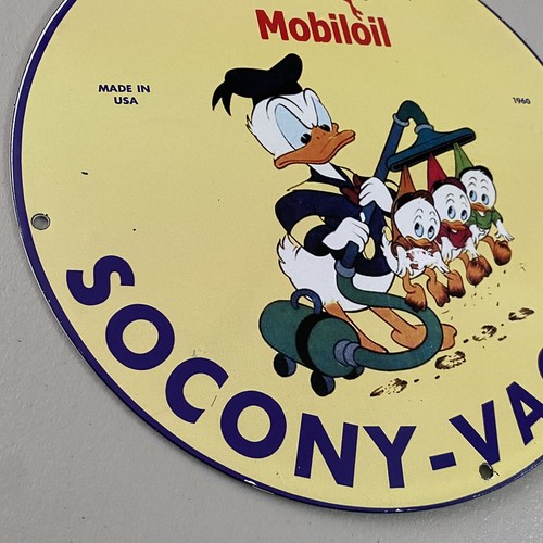 VINTAGE MOBILOIL PORCELAIN SIGN GAS OIL SOCONY VACUUM MOTOR LUBRICANT PUMP PLATE - Picture 7 of 12
