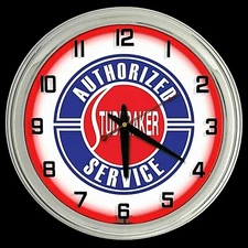 Studebaker Service 16" Red Neon Clock Chrome Man Cave Garage