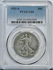 1921 S Walking Liberty G04 PCGS Graded Half Dollar San Francisco Coin 6585