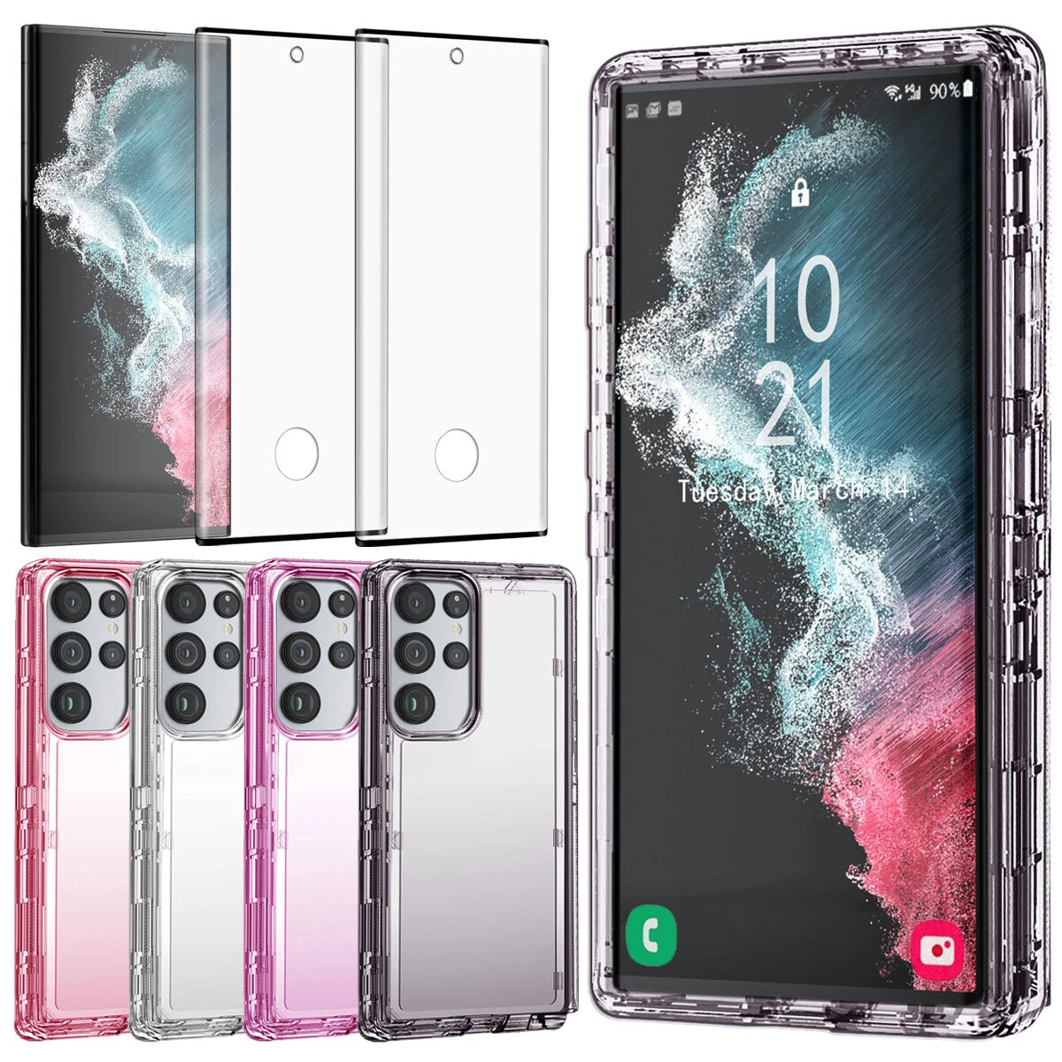 For Samsung Galaxy S22 S22+ S22 Ultra 5G Clear Case Cover + Screen Protector