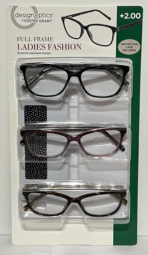 Design Optics By Foster Grant Kiersey Plastic Square Reading Glasses 3PK CHOOSE EBay