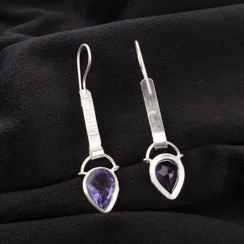 Iolite Gemstone 925 Sterling Silver Earring Handmade jewelry Earring Gift For - Picture 2 of 3