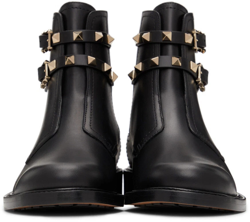 Flat black studded best sale boots