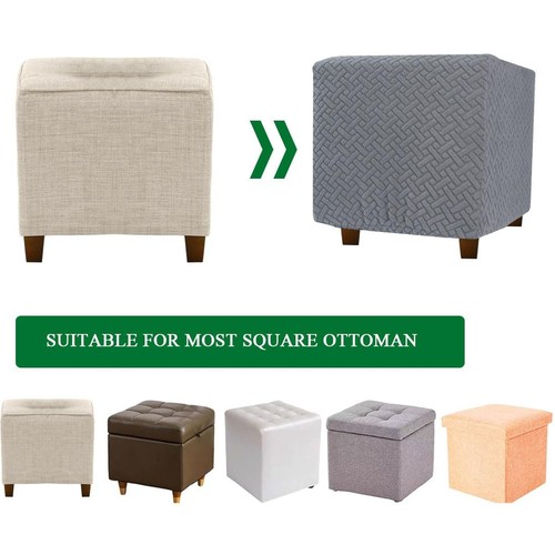 Ottoman Cover Square Stretch Knitted Jacquard Square Ottoman Cover Square Sto... - Bild 5 von 7