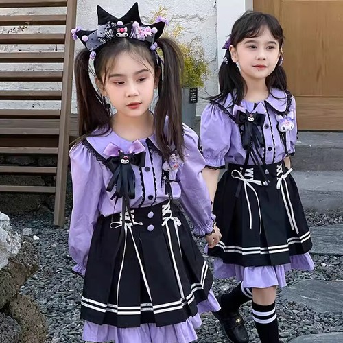 Kuromi Suit Spring Uniform Clothing Long/Short Sleeved Children Princess Dress - Picture 8 of 10