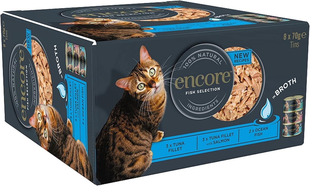 Encore 100% Natural Wet Cat Food, Multipack Fish Selection in Broth x 70  g Tin