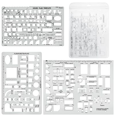 Architectural Templates House Plan Interior Design Furniture Drafting Ruler 