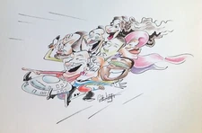 TGN carpooling caricature. 18x24 conté on paper. Smudge protected