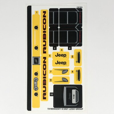 LEGO STICKER SHEET 42122 Jeep Wrangler Technic Decals Stickers Off-Road