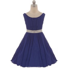 ROYAL BLUE Size 14 Chiffon Flower Girl Dress Recital Birthday Formal Summer