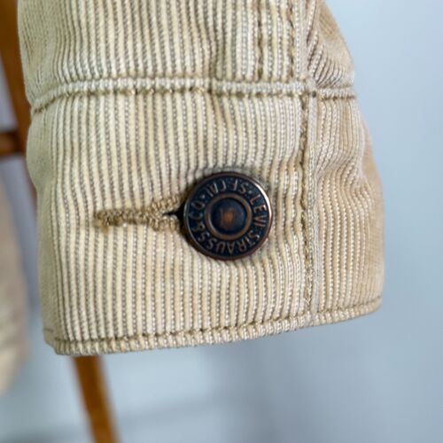 Levi's Corduroy Sherpa Jacket Mens Small Beige Button Long Sleeve - Picture 8 of 14