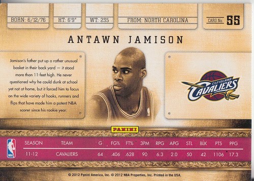 2011-12 Panini Gold Standard Cavaliers Basketball Card #55 Antawn Jamison - Picture 2 of 2