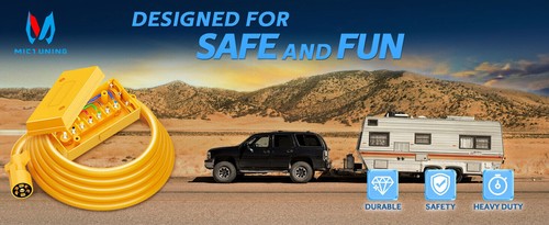 MICTUNING Heavy Duty 8tf 7 Way Trailer Cord and 7 Gang Junction Box Kits Yellow - Picture 9 of 17