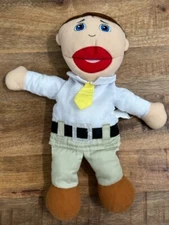 Lillian Vernon Marvel Education Hand Puppet Boy Man Brown Hair Tie full body 14"