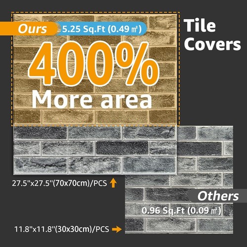 Large 20-Pack 3D Foam Brick Wall Panels - Easy Peel and Stick Installation - Picture 4 of 10