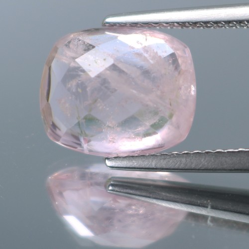 5.93Cts Natural Pink Color Morganite 12x10mm Buff Top Cushion Checker Cut Gem - Bild 3 von 5