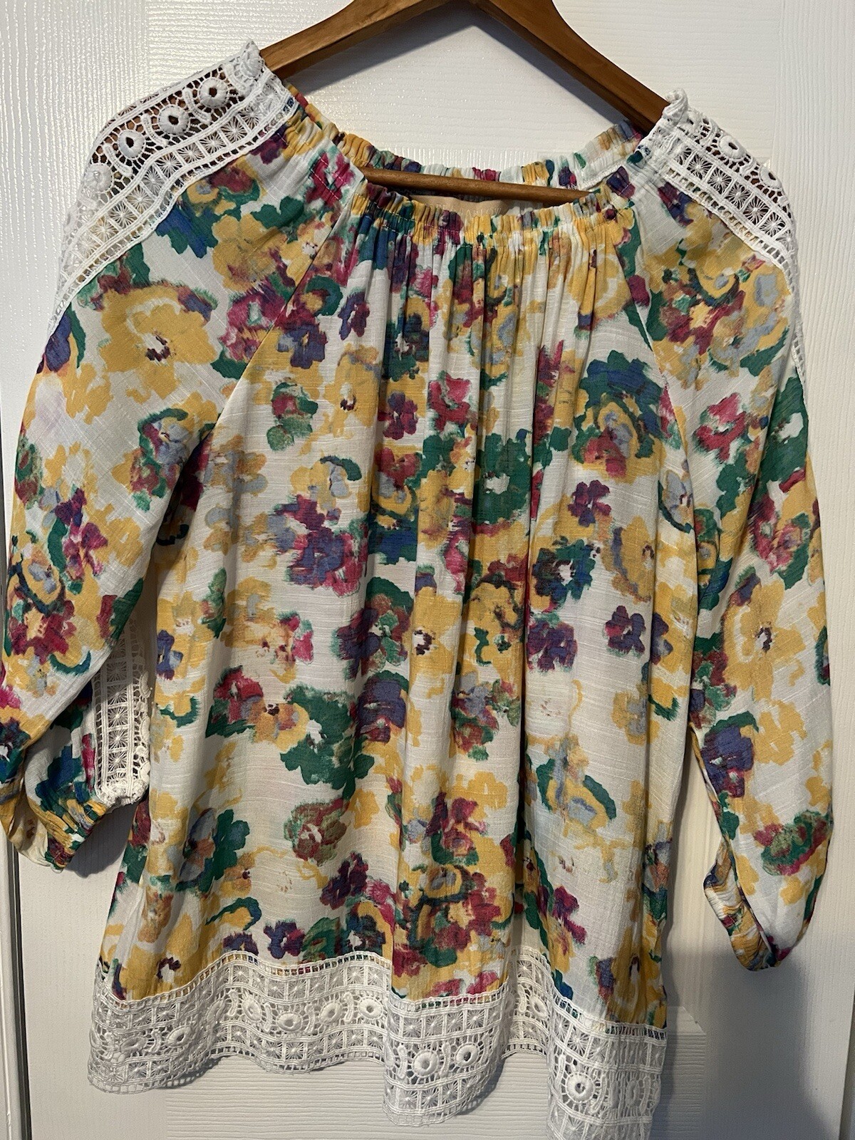 Hope & Harlow Floral Peasant Top Womens Size Small Cr… - Gem