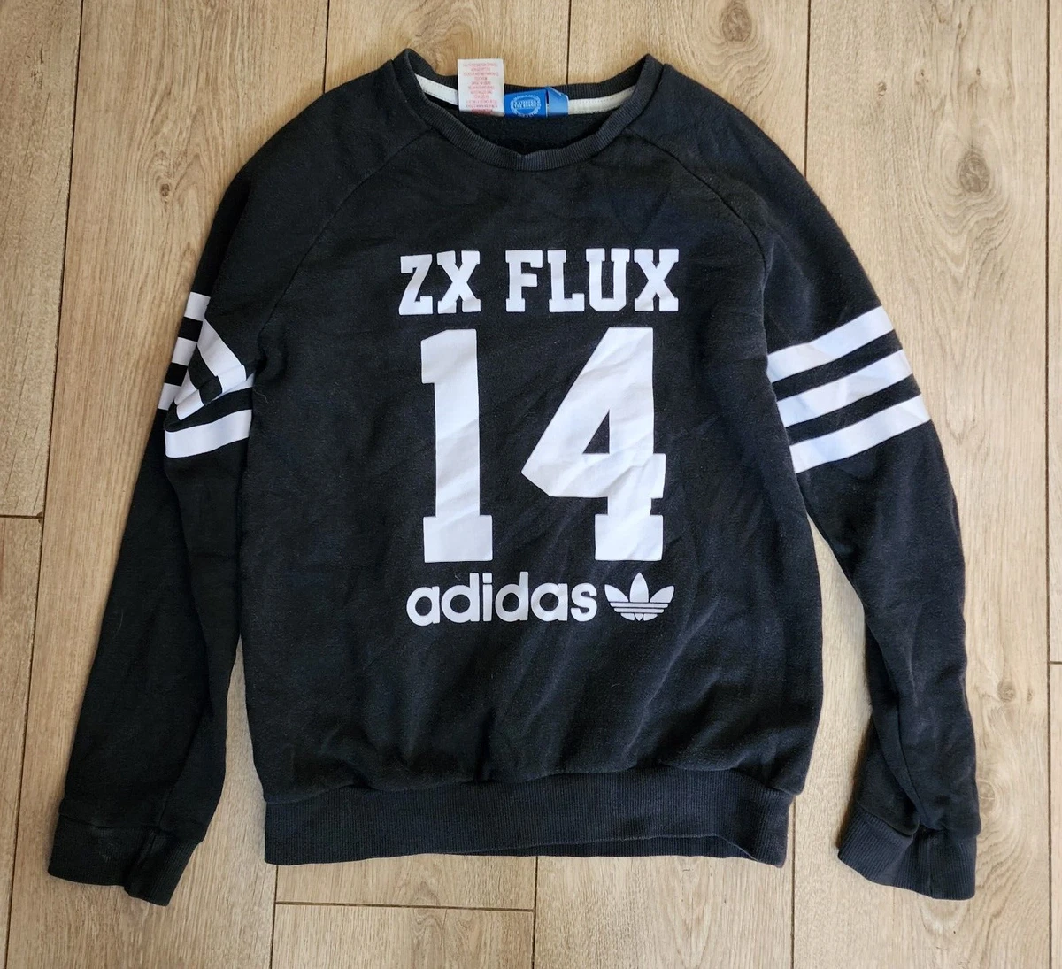 Adidas ZX Flux Sweatshirt Pullover Kidu0026#039;s 13-14 Years Black Cotton  Blend Outdoor | eBay