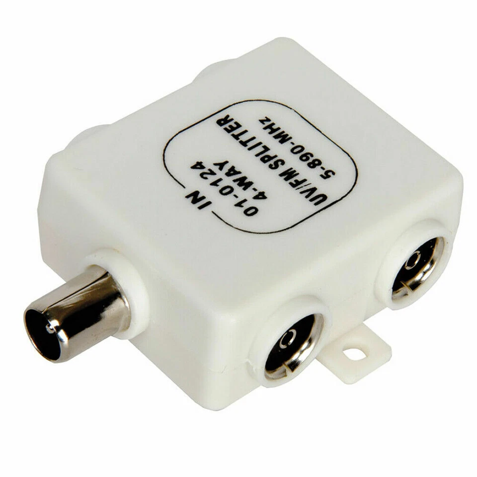 RF Splitter Freeview TV 4 Weg UV Fm Vhf Antenne 1 Eingang Zu 4 Output Tvscoaxial - Bild 4 von 4