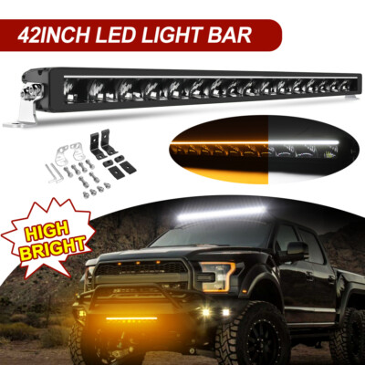 42'' LED Lichtbalken Weiß/Gelb für Land Cruiser Dachträger E geprüft Offroad  4x4