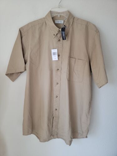 Chereskin Mens Button Up Shirt Large Khaki Short Sleeve Cotton Casual New - Picture 1 of 12