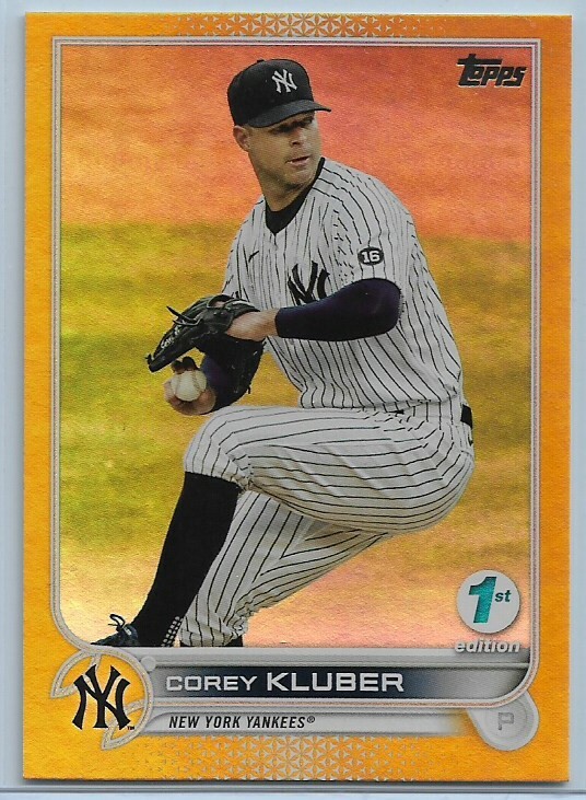 2022 Topps Series 1 1st Edition Corey Kluber #69 Gold Foil Parallel Yankees