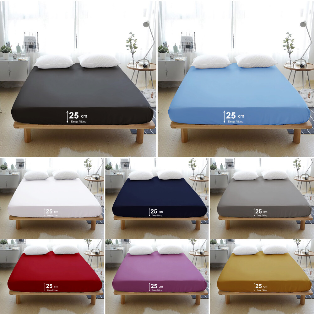Full Fitted Sheet Bed Sheet Extra Deep Single Double King Super King