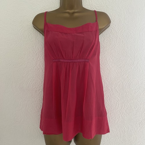Damen Top 14 rosa FATFACE neu ohne Etikett Seidenborte Feature Rücken elastisch ärmellos