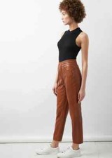 Jogger Brown Soft Leather Lambskin Genuine Women's Pant Handmade Stylish Party