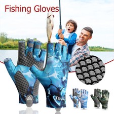 Unisex Fingerless Fishing Gloves Breathable Sun Protection Gloves Non-Slip Grip