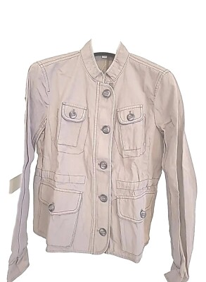 Ann Taylor Loft Taupe  Womens Sz  Small Cotton Utility Jacket Button Down  New