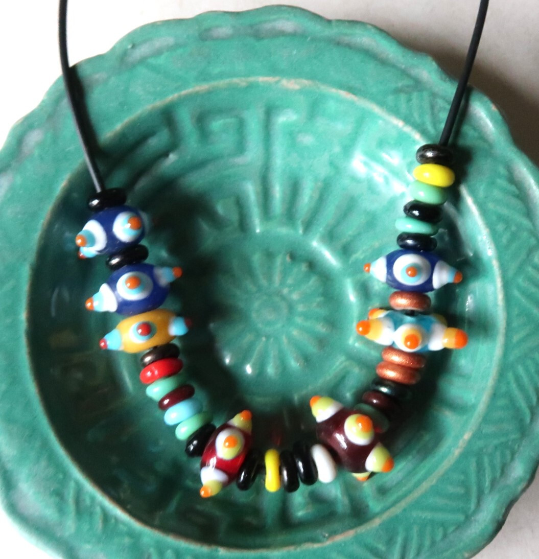 Vintage 4347cm Long Hand Crafted Multicoloured Glass Bead Necklace eBay
