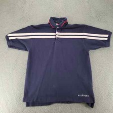 Tommy Hilfiger Shirt Mens Large Blue Striped Vintage Y2K 90 Polo Golf Streetwear