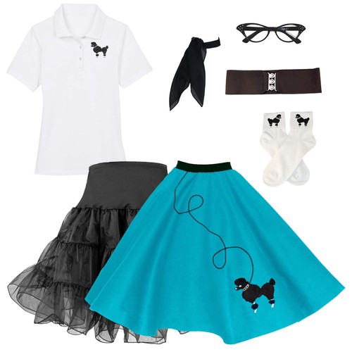 Hip Hop Años 50 Tienda Mujer 7 Piezas Falda Caniche Halloween o Baile Disfraz Set - Imagen 20 de 26