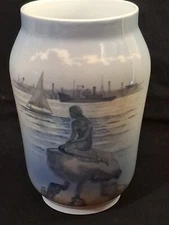 Royal Copenhagen Little Mermaid HP Vase 6.75"H # 2770/108 2nd Mark Denmark 