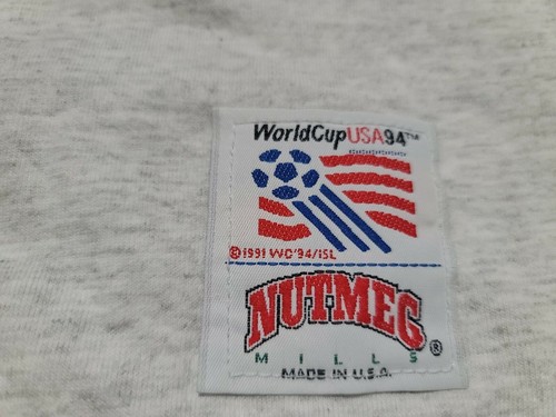 Vintage NUTMEG' 94 DETROIT World Cup USA Dog Promo Mens Tshirt Gray L USA Made - Picture 4 of 9