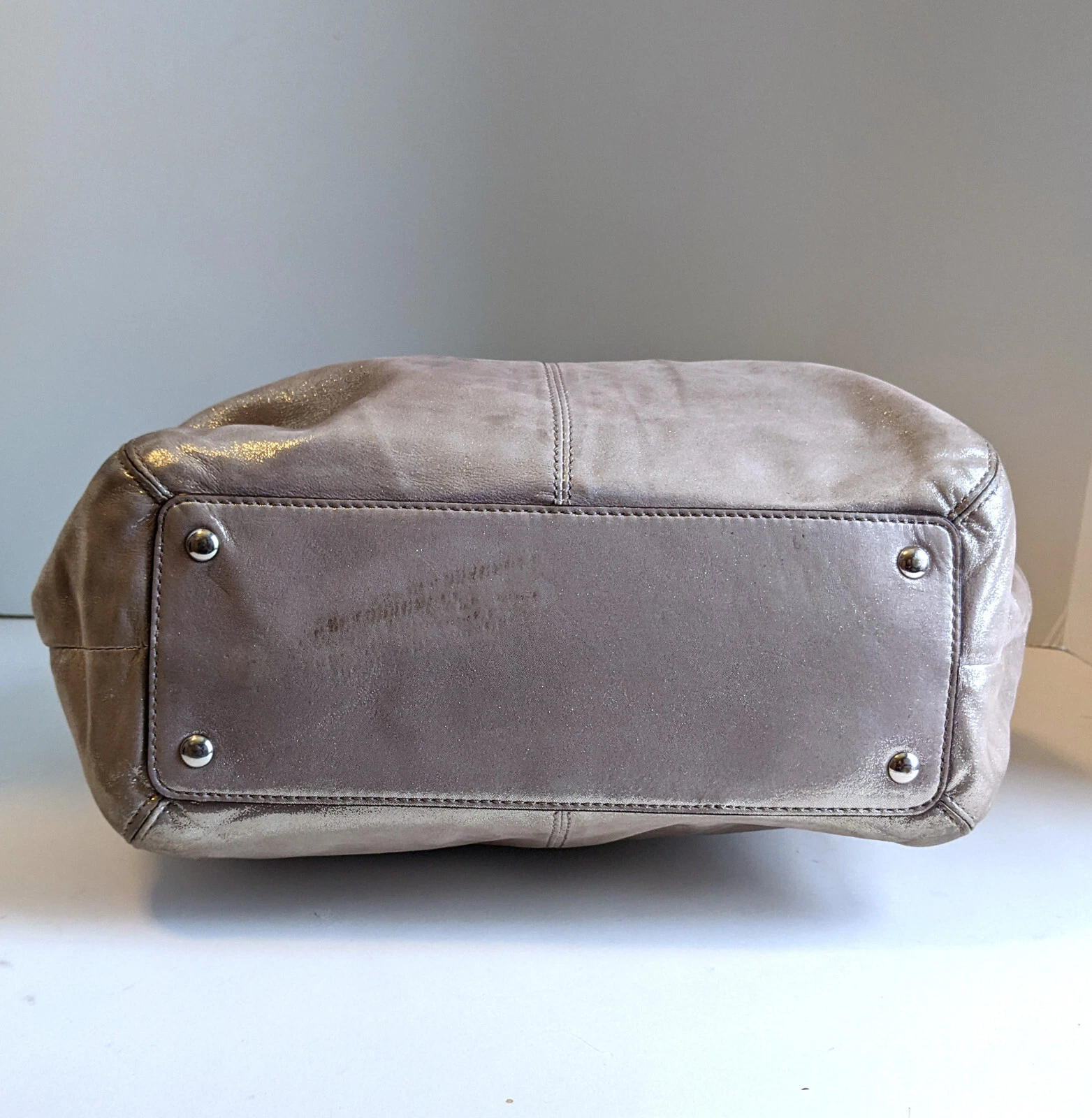 COACH LEATHER n. A1120 F15045 "CHAMPAGNE G METALLIC" BORSA A TRACOLLA GRANDE