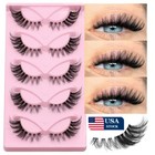 GROINNEYA 5 Pairs Cat Eye Lashes Natural Look False Eyelashes Soft Faux Mink USA