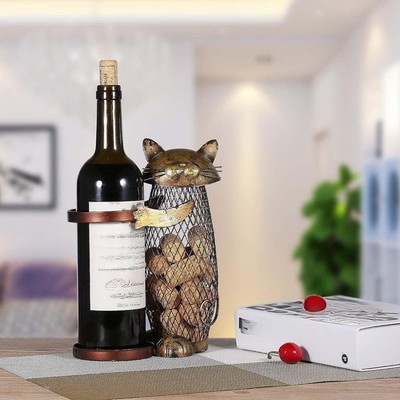 Weinregal Mode Weinkeller Deko Katze Statue Tischplatte Weinregal Katze