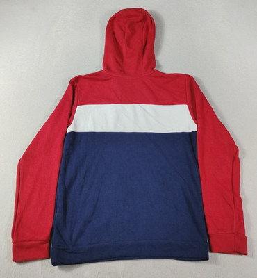 Reebok Hoodie Sweatshirt Youth 14-16 Red Blue Fleece Pullover Colorblock Logo