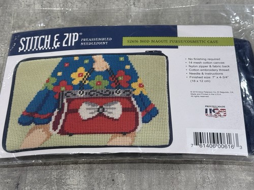 Stitch & Zip MOD MAGGIE Needlepoint Kit Purse Cosmetic Case SZ616 New